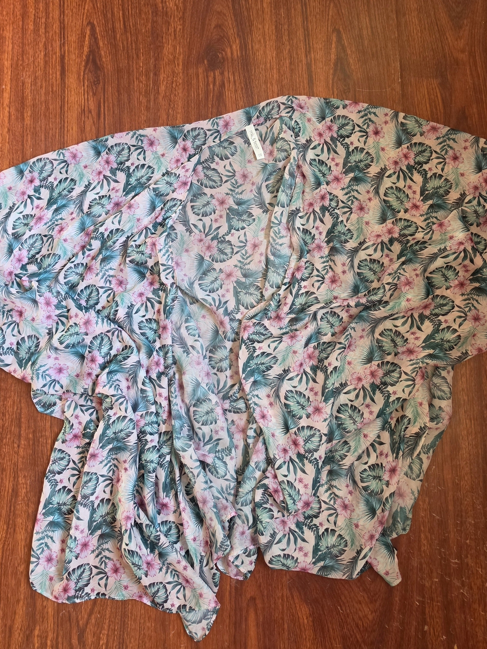 Floral Swim Tunic Cover-Up in Pink & Teal